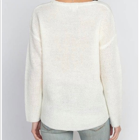 Button Front Tie Sweater - Picture 3 of 6